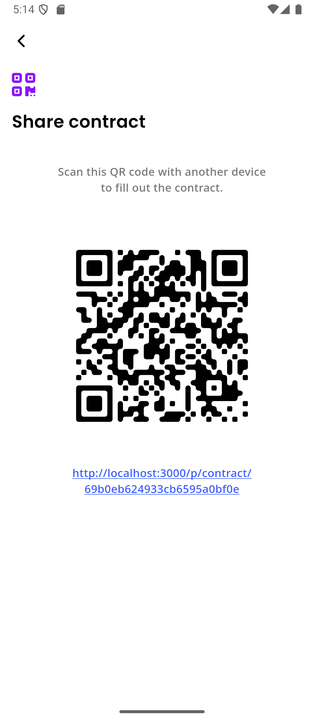 inkStar QR code consent form sharing page